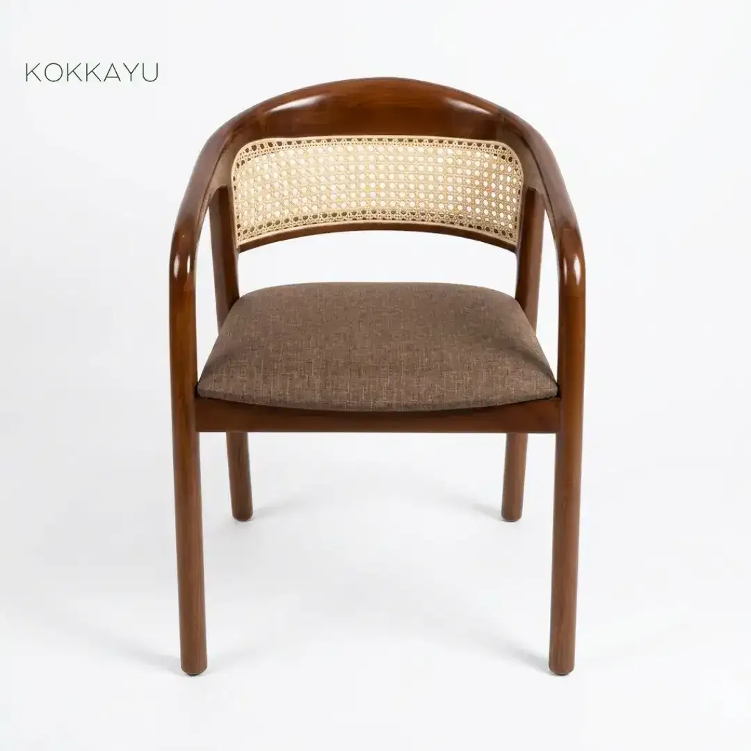 Kursi Cafe Selly Anyaman Rotan Makan Restoran Retro Kayu Jati - Image 1 of 4