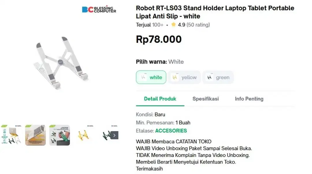[FS] Stand Holder Laptop Tablet Portable ROBOT RT-LS03 - Image 4 of 4
