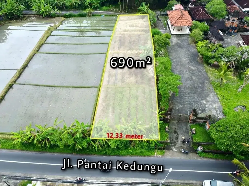 Tanah 690m2 View Sawah di Jalan Utama pantai Kedungu - Image 3 of 10