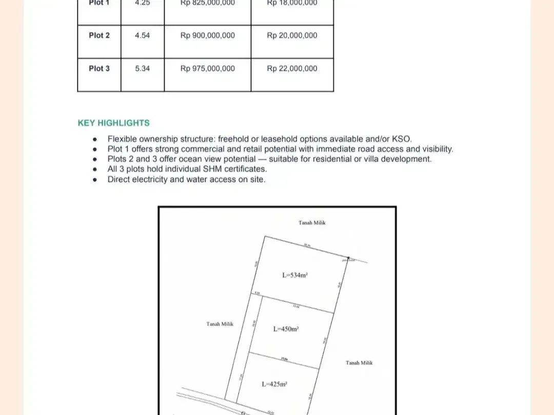 TURUN HARGA Dijual atau Leasehold 3 Plot Tanah Premium Ocean View dekat ke Pantai Melasti di Ungasan. - Image 3 of 10