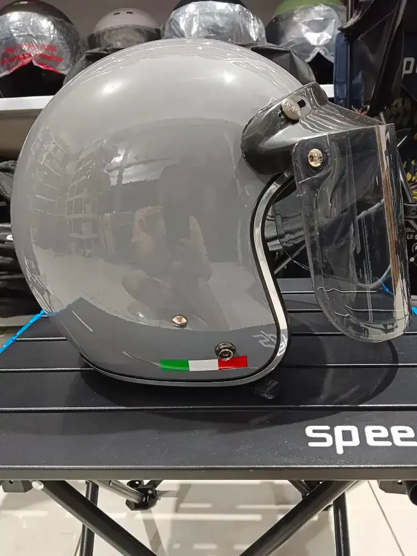 Helm Bogo Retro Italy Dewasa List Chrome SNI,Busa tebal bisa dilepas - Image 1 of 5