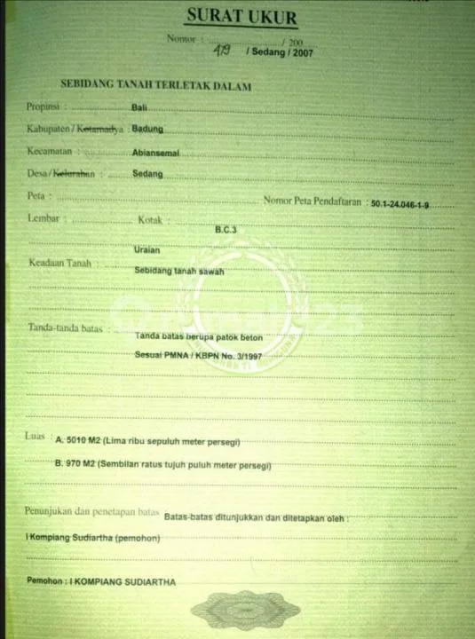 Jual Murah Tanah Pertanian di Sedang Abiansemal Badung - Image 4 of 4