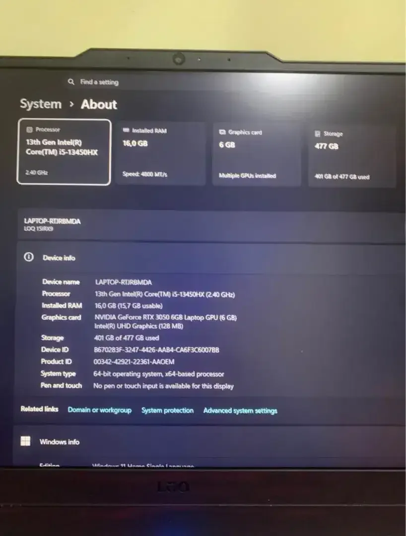 Lenovo LOQ 15IRX9 RTX 3050 6 GB - Image 2 of 3