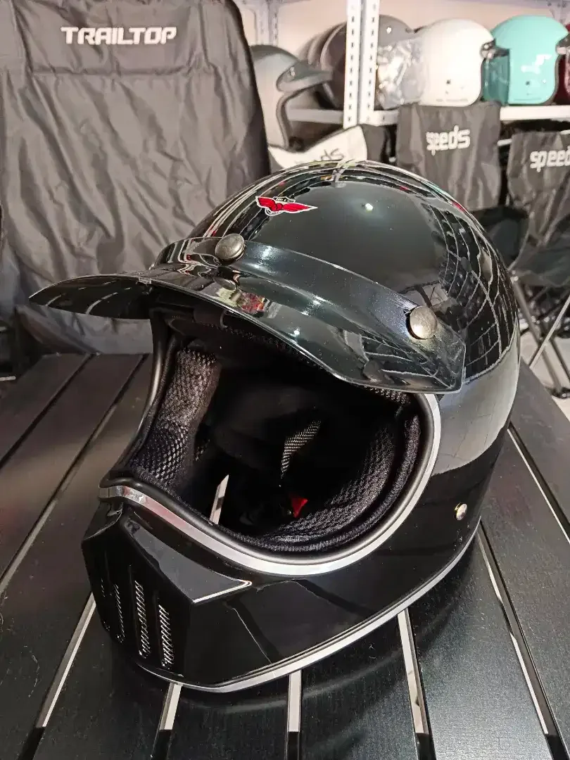 Helm Cakil Full Face Retro List Chrome+pet Allsize Dewasa M-L SNI - Image 2 of 3