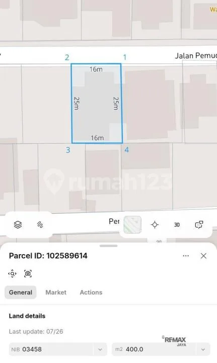 Tanah 2 Are Dijual di Renon, Jalan Kaki ke Lapangan Renon - Image 3 of 4