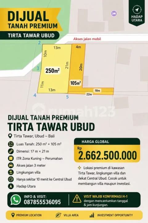 Dijual Tanah Premium Tirta Tawar Ubud Lingkungan Vila Strategis - Image 1 of 4