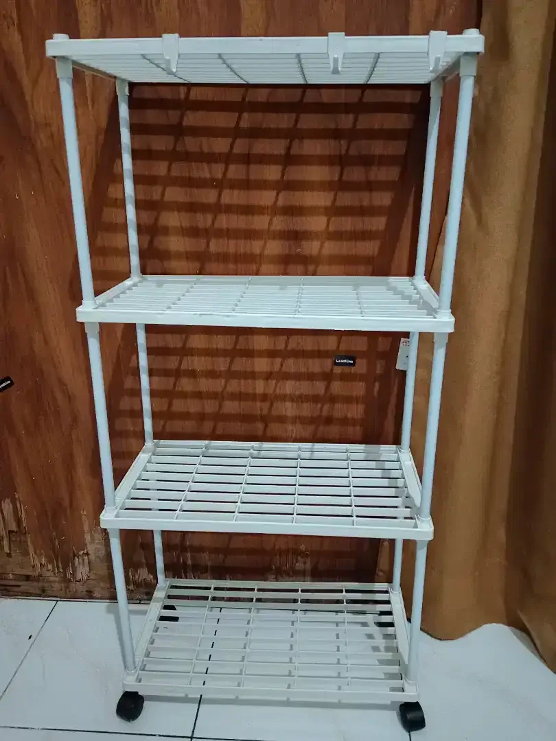 Rak Troli Serbaguna 4tingkat+roda Bhan Tebal Warna putih Uk.41x22x83cm - Image 2 of 4