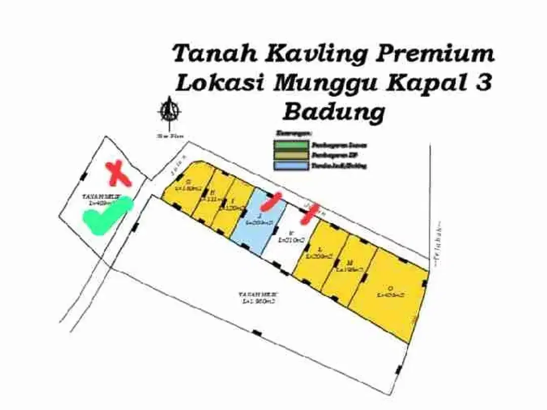 Lahan plot kecil munggu bantas zona Kuning lingkungan villa bebas banjir SHM - Image 1 of 5