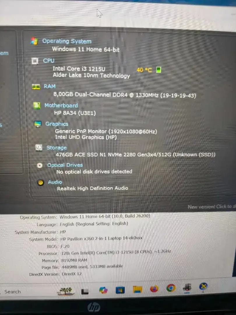 HP Pavilion X360 2in1 Laptop intel Core i3 Gen-12 (8/512gb) MULUSS - Image 6 of 6