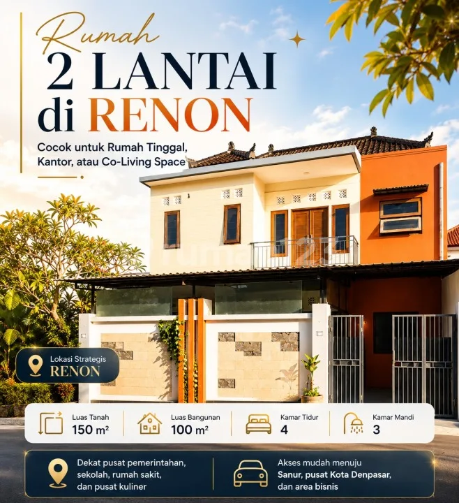 Rumah 2 Lantai Lokasi Renon Denpasar Cocok Hunian&Kantor - Image 1 of 4