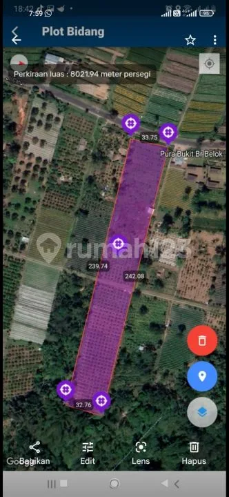 Dijual Tanah 76,85 Are View Gunung dan Sawah Dekat Jembatan Tukad Bangkung Petang - Image 4 of 4