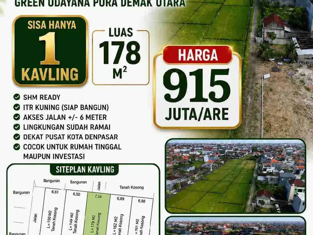 Tanah 178m2 di pura demak Urara Denpasar barat - Image 5 of 5