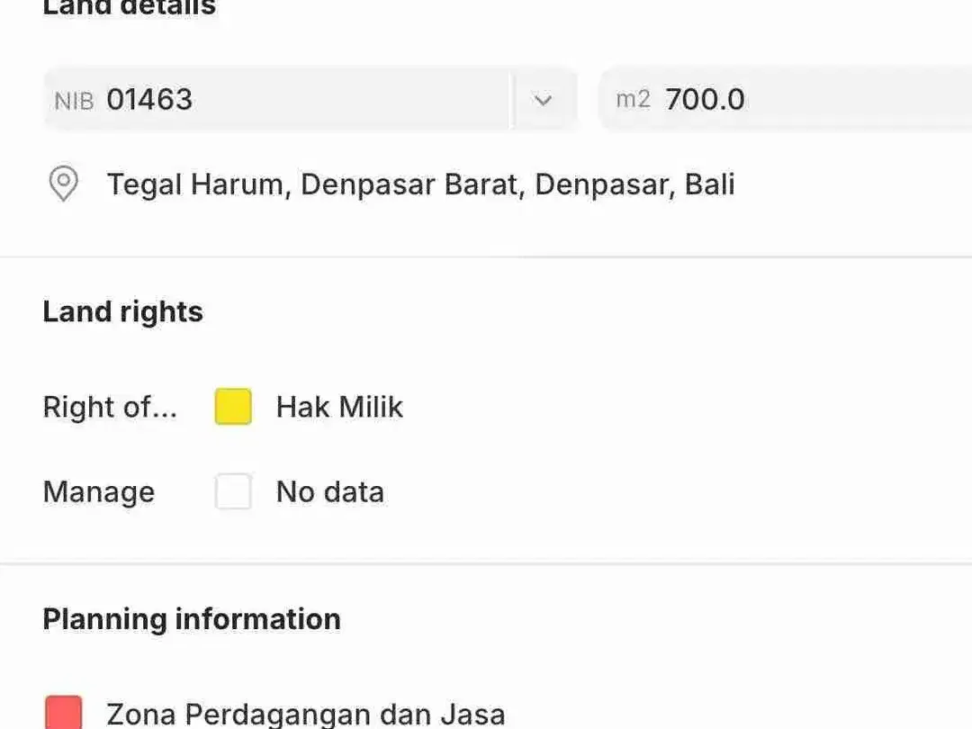 TANAH PURA DEMAK BEBAS BANJIR COCOK UNTUK GUDANG
JUAL TANAH PREMIUM
PURA DEMAK BARAT ( JALAN LABAK)
DENPASAR BALI - Image 6 of 8