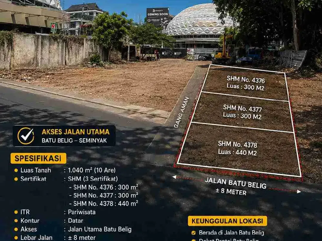 DIJUAL TANAH PREMIUM – BATU BELIG, SEMINYAK, BALI - Image 9 of 9