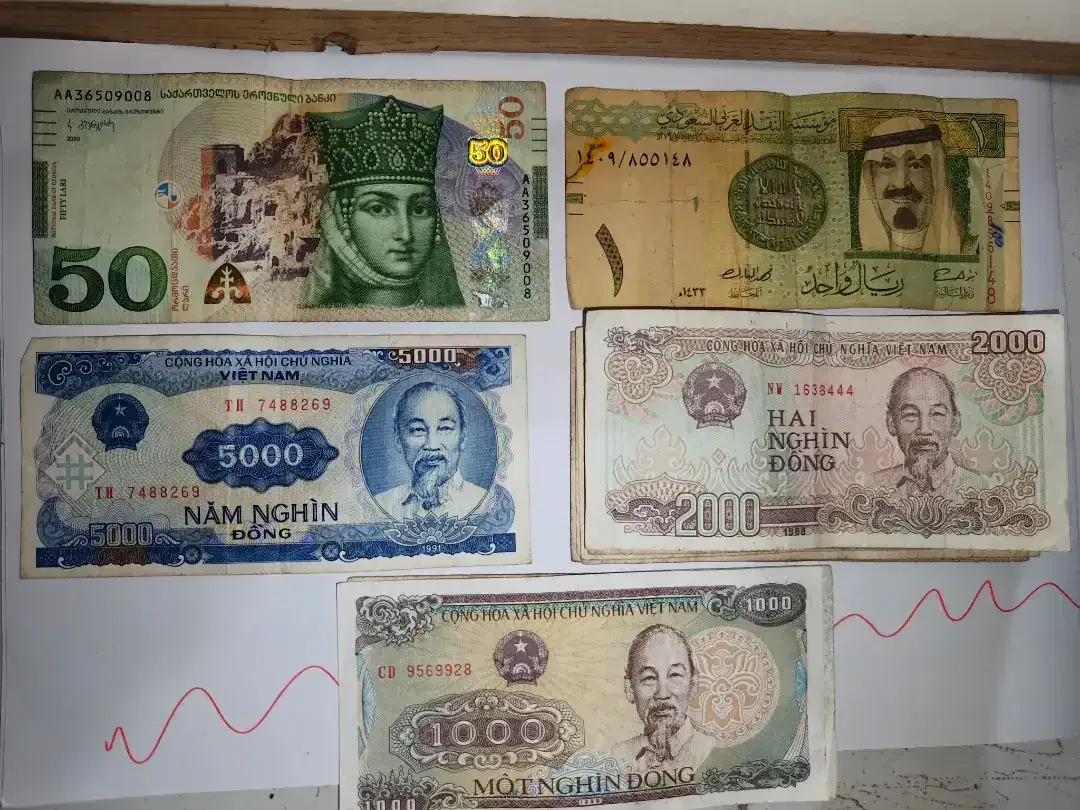 Uang koin & kertas Lira,Riyal,Dong - Image 2 of 3