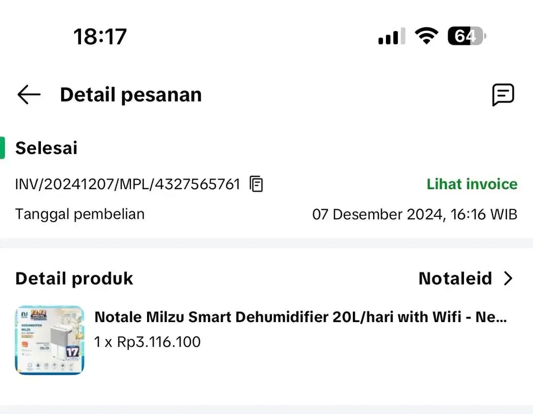 Notale Milzu Smart Dehumidifier 25L/hari with Wifi - New Version 25L - Image 5 of 5