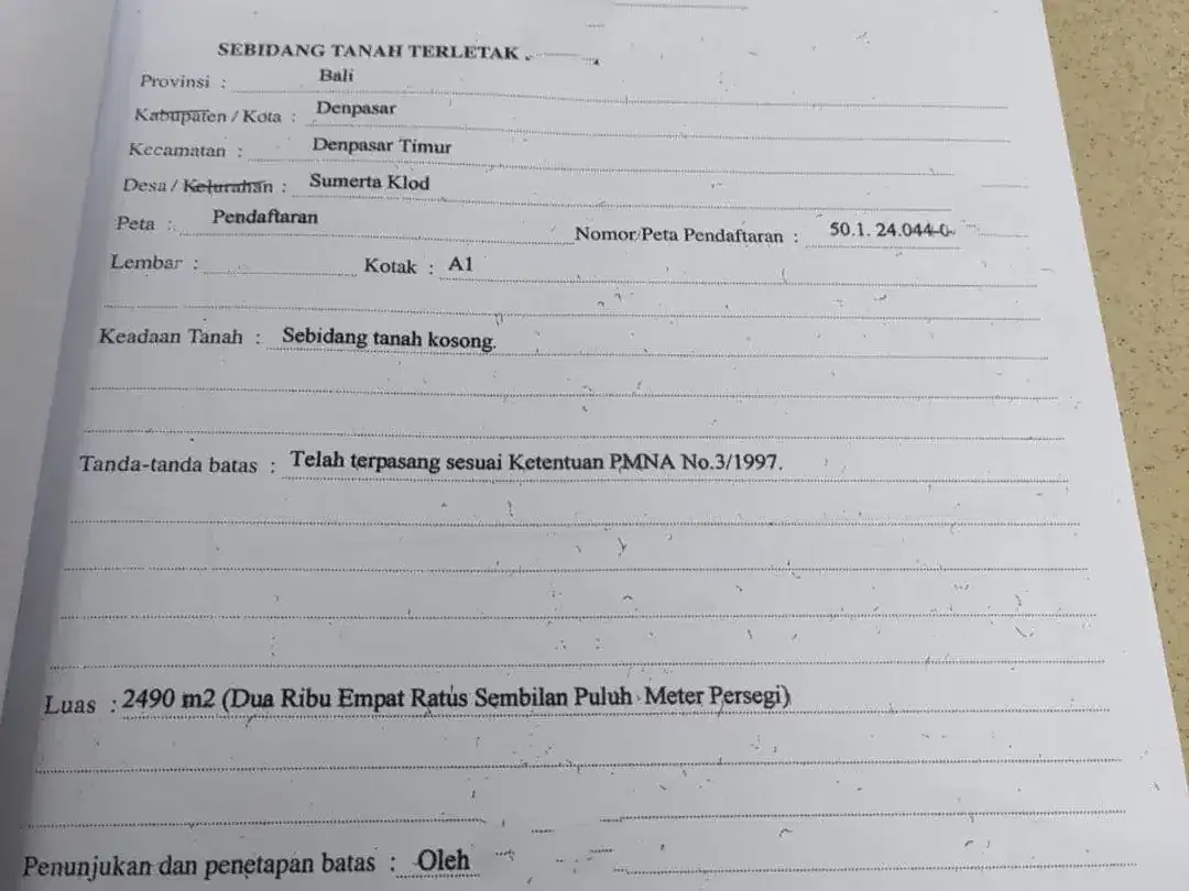 Tanah 24,90 Are Dijual Strategis di Jalan Utama Hayam Wuruk Denpasar Deskripsi - Image 2 of 5