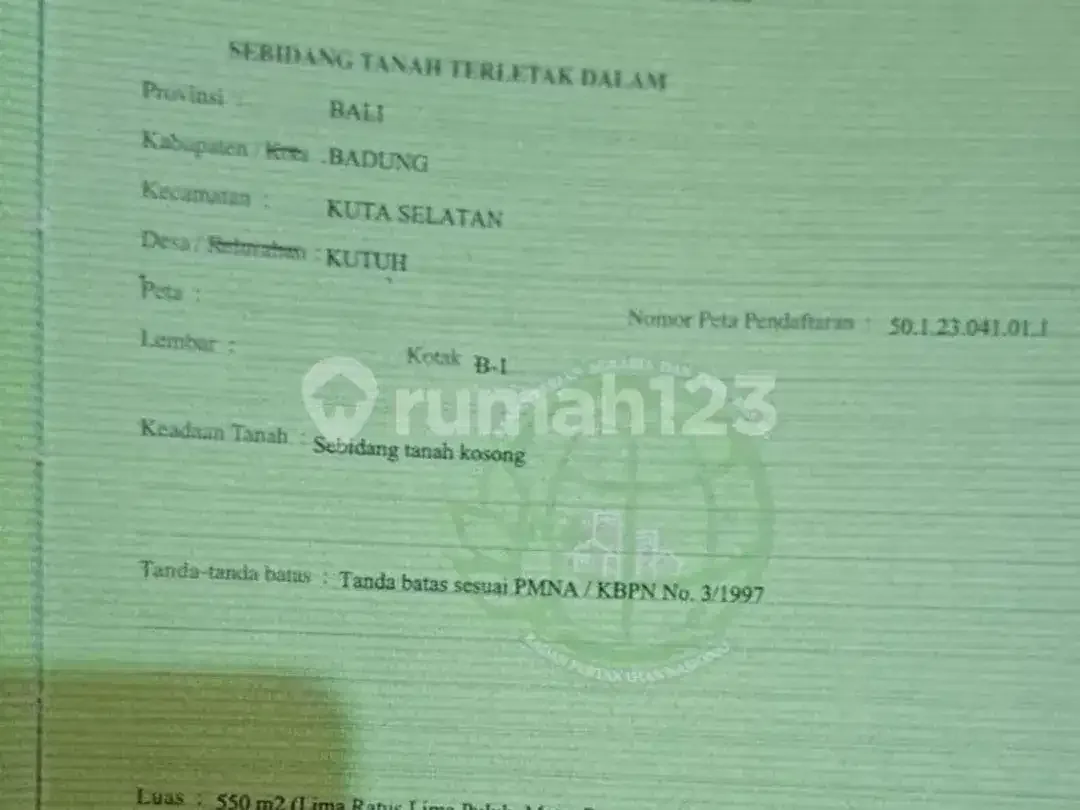 Dijual Tanah Plot Kecil Sangat Dekat dengan Pantai di Pandawa - Image 7 of 7
