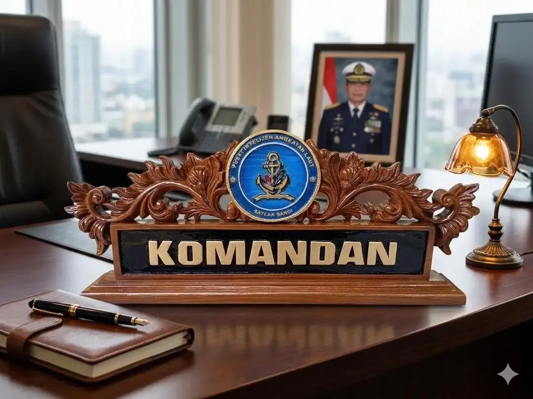 Papan nama ukir bahan kayu jati motif logo menyesuaikan custom - Image 3 of 5