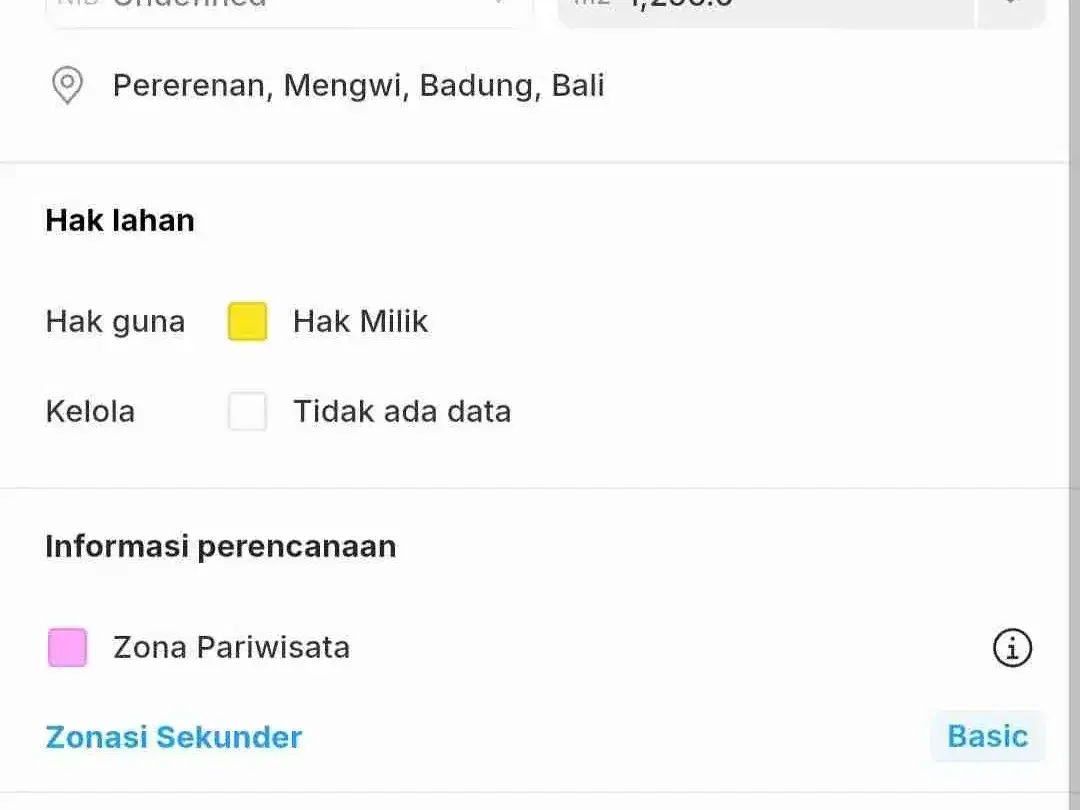 TANAH PERERENAN CANGGU SHM 12,56 ARE ITR ZONA PINK LINGKUNGAN VILA KOMERSIL 1,750M/ARE - Image 6 of 9