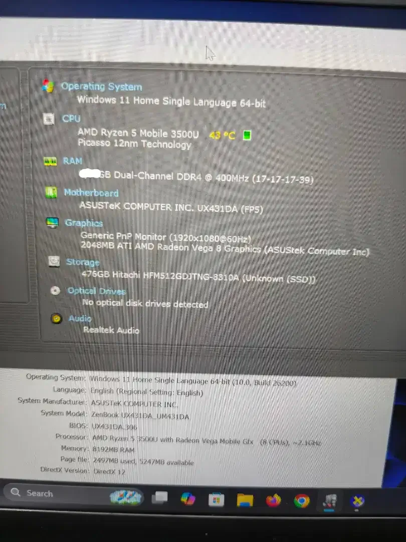Asus Zenbook UM431DA AMD Ryzen 5 (8/512gb) 14 inch Slim NORMAL - Image 5 of 5