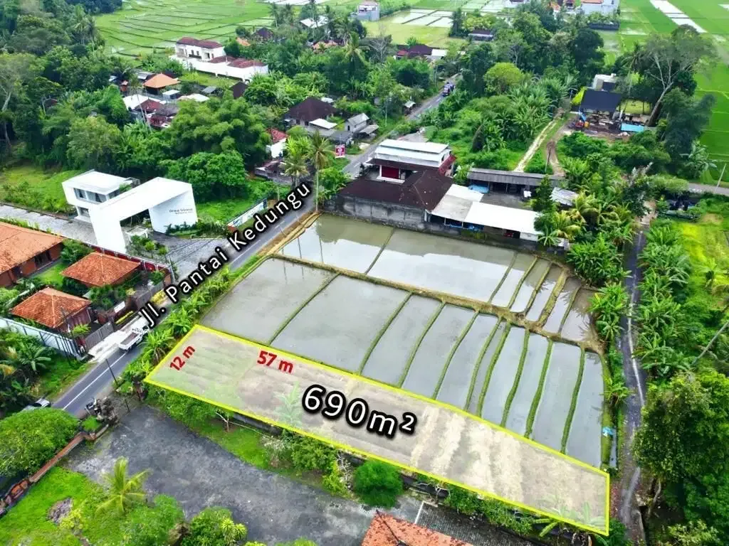 Tanah 690m2 View Sawah di Jalan Utama pantai Kedungu - Image 2 of 10