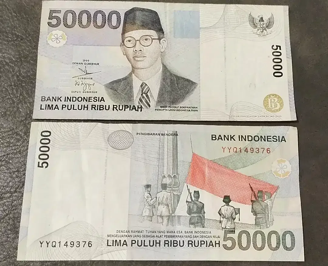 DIJUAL uang kertas Jadul 50.000 gambar Wage Rudolf Soepratman thn 1999 - Image 1 of 1