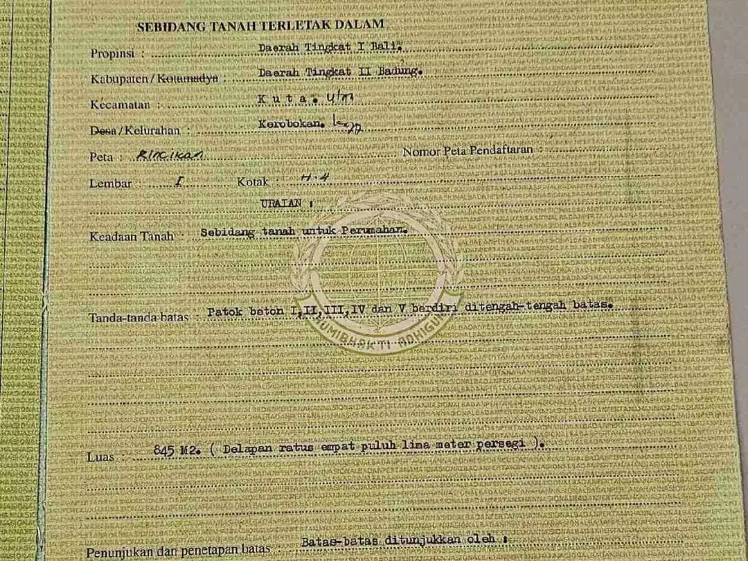 TANAH LC MUDING INDAH KEROBOKAN COCOK UNTUK SEGALA USAHA - Image 2 of 4