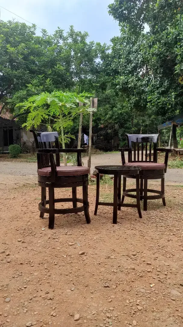 Kursi Teras Putar 360 Derajat Meja Kayu Jati - Image 5 of 5