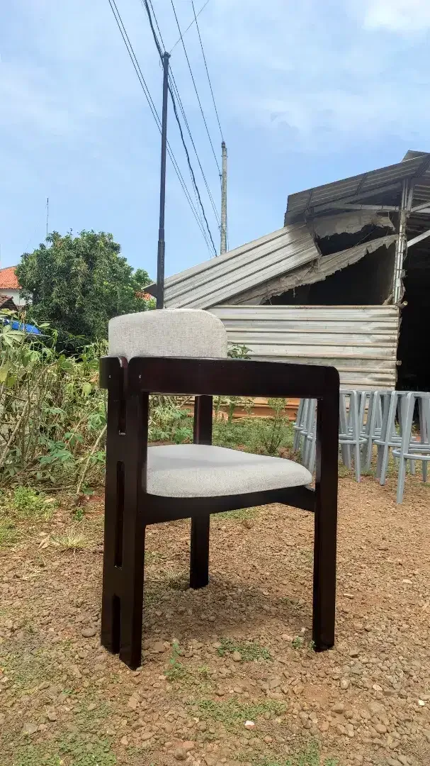 Kursi Cafe Aesthetic Japandi Makan Restoran Kayu Jati - Image 4 of 5