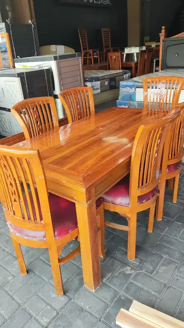 JUAL SATU SET MEJA MAKAN JATI KURSI 6 FREE ONGKIR - Image 5 of 5