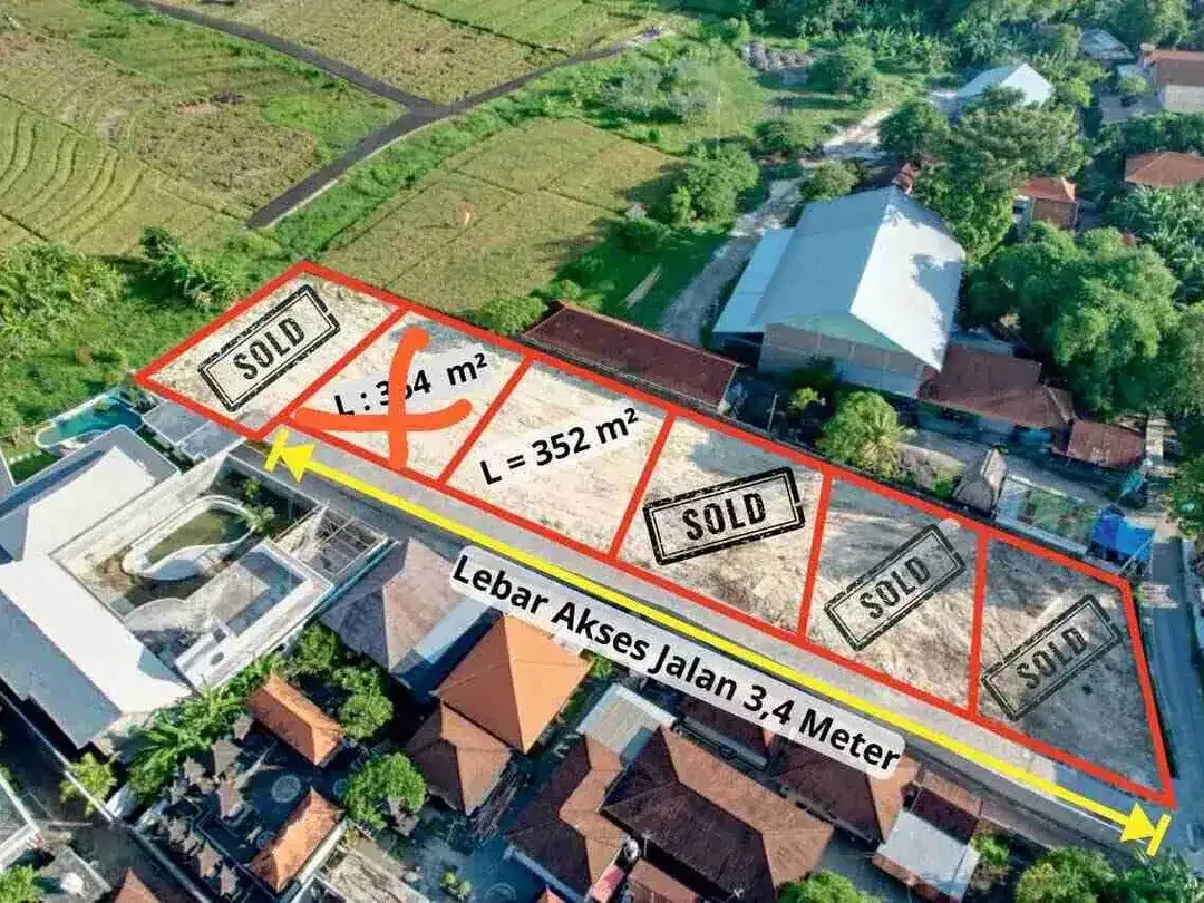 TANAH LUASAN KECIL SISA 1 KAVLING DI PADONAN CANGGU DEKAT KE ATLAS BERAWA - Image 2 of 4
