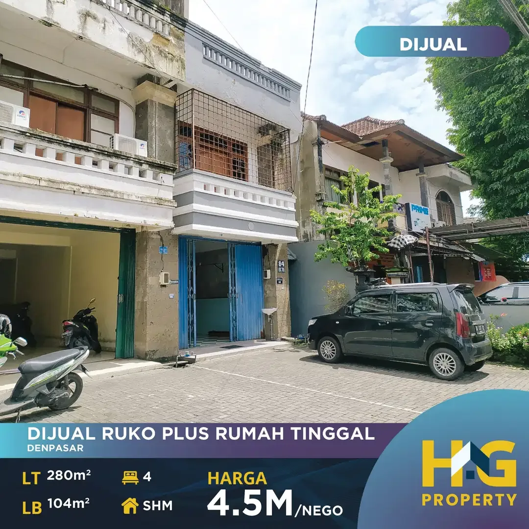 DIJUAL RUMAH TINGGAL DENGAN RUKO 2.5 LANTAI DI GUNUNG AGUNG, DENPASAR - Image 1 of 10