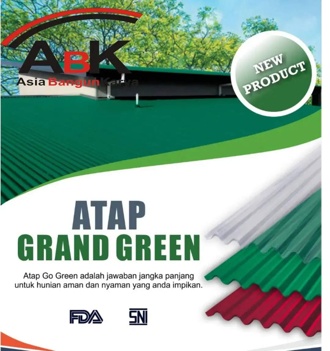 ATAP GRAND GREEN WARNA HIJAU PANJANG 180CM  180CM - Image 1 of 5