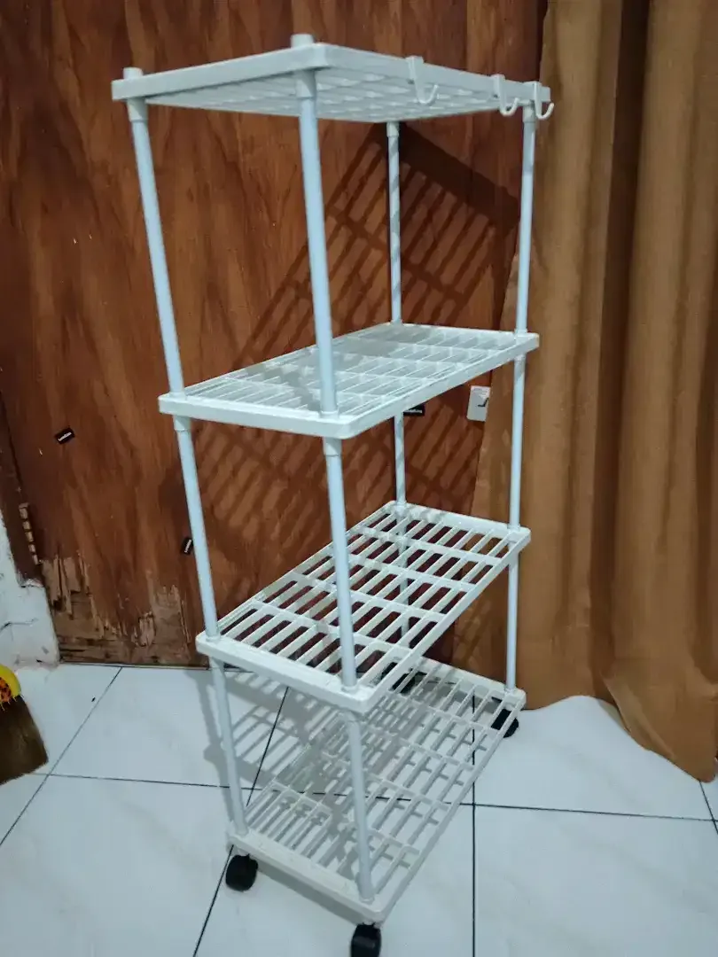 Rak Troli Serbaguna 4tingkat+roda Bhan Tebal Warna putih Uk.41x22x83cm - Image 4 of 4