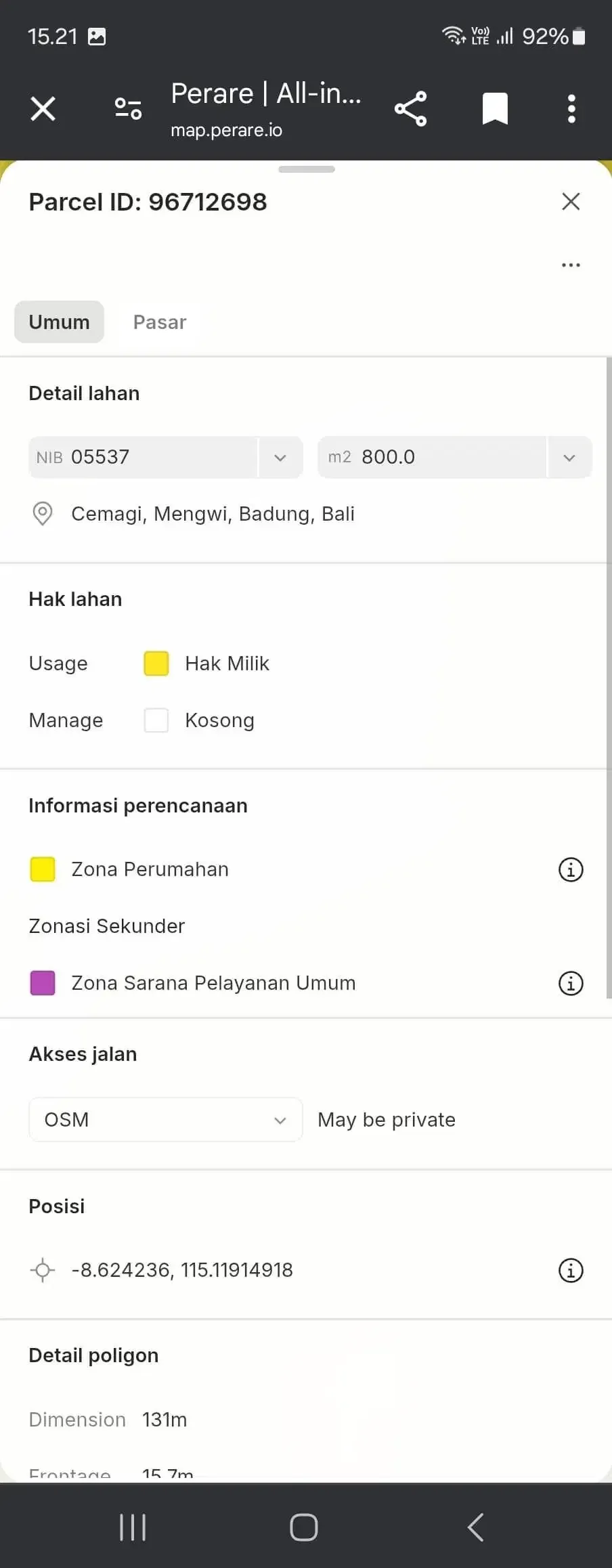 Tanah murah dekat pantai cemagi - Image 1 of 9