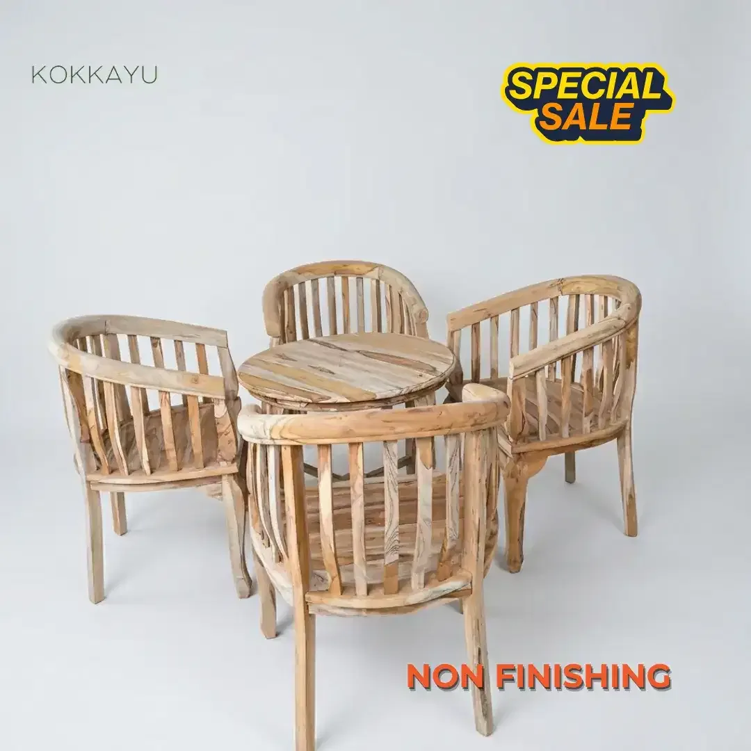Kursi Tamu Meja Teras Minimalis Betawi Kayu Jati [Non Finishing] - Image 1 of 3