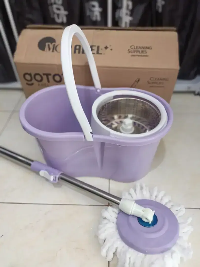 Alat Pel Lantai Stainless Super Mop Dengan Ember Pencuci Putar kap2-3L - Image 4 of 9
