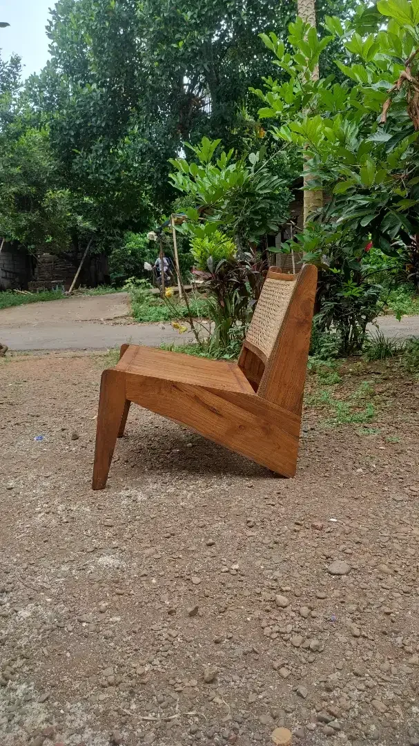 Kursi Cafe Santai Japandi Minimalis Retro Kayu Jati Anyaman Rotan - Image 4 of 4