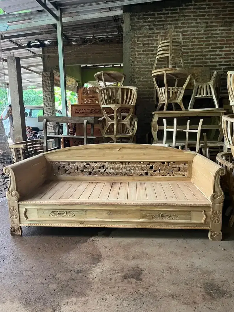 Bangku bale risban jati tua - Image 3 of 3