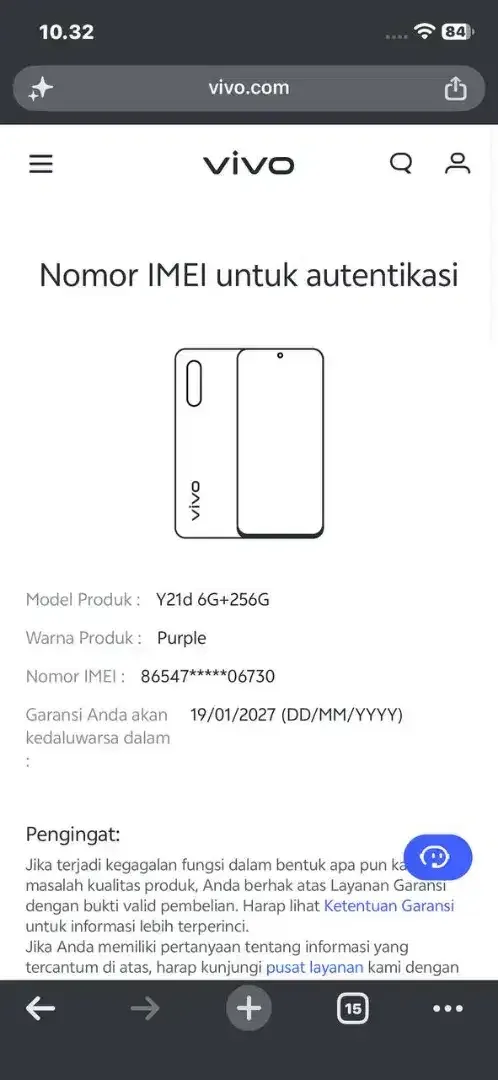 Vivo Y21d Warna Ungu 6/256GB - Image 5 of 5