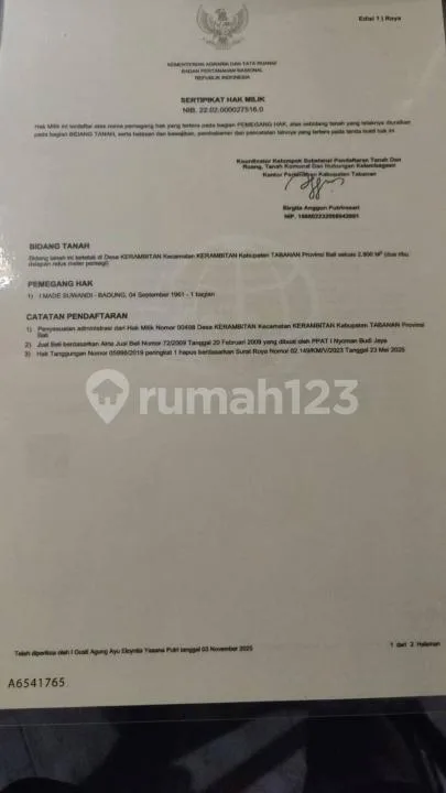 Tanah Zona Kuning Harga Global Tabanan Bali - Image 2 of 2