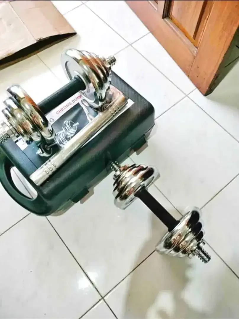 Promo MURAH Dumble 1 Set Besi Full Croom Beban 20 KG + Konektor - Image 2 of 2
