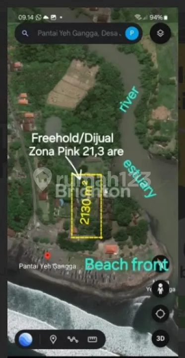 Deal Terbaik di Pasar Beachfront Bali @YEH GANGGA TABANAN - 21,3 Are Hanya Rp 12,8 Milliar (IZUK) - Image 2 of 4