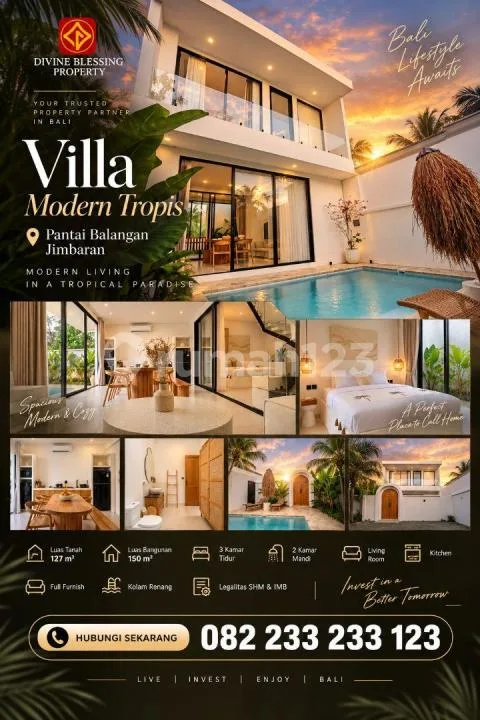 Villa Modern Tropis Full Furnish Jl Pantai Balangan Jimbaran - Image 1 of 4