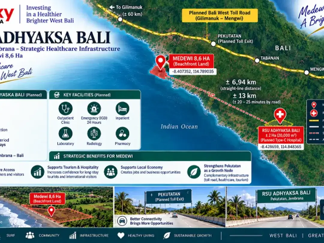 Land For Sale Medewi 8,6 HA Ocean & River Front and Mountain View - Image 7 of 10