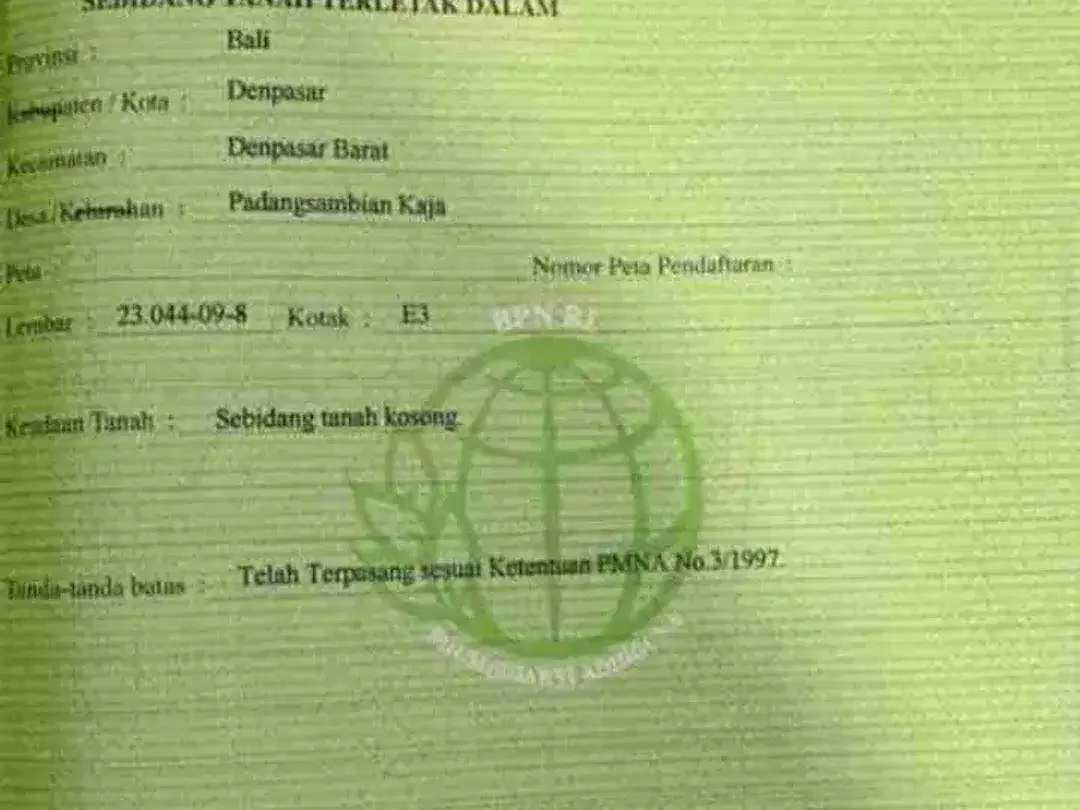 BU murah jual tanah 10,5 are di Tunjung Sari Denpasar - Image 3 of 4