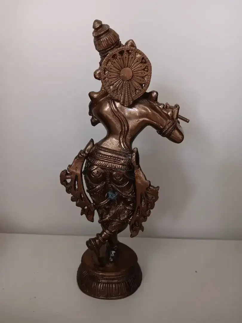 Patung Krishna Asli India Perunggu Bronze Murti - Image 2 of 4