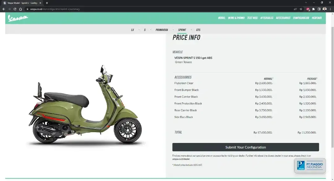 VESPA SPRINT S 150 I-GET ABS Aksesoris 11jtan Helm Half Face Vespa Ori - Image 3 of 6