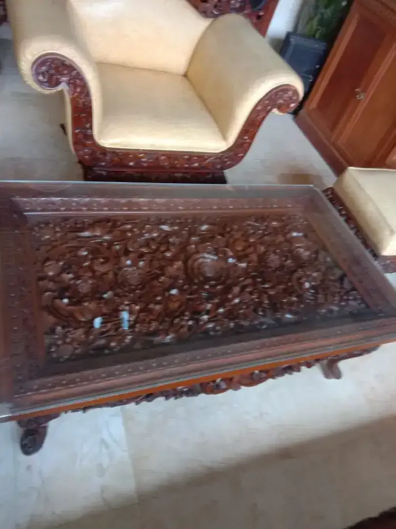 SOFA UKIR & MEJA UKIR BALI ASLI KAYU JATI SATU SET - Image 7 of 9